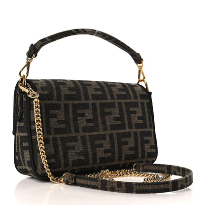 Fendi Fabric Jacquard FF 1974 Mini Baguette Tobacco Moro Black 4 of 10
