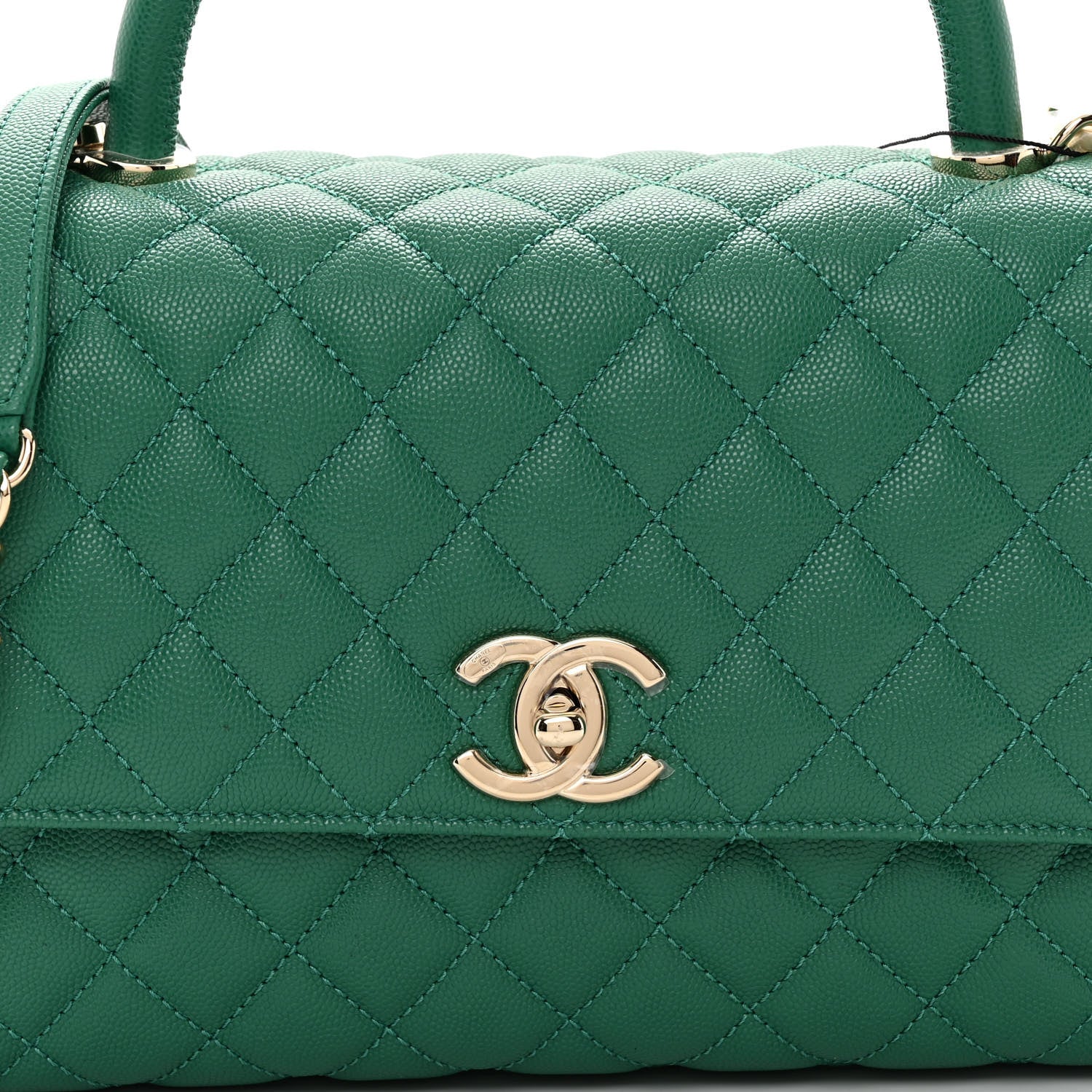 Chanel Caviar Quilted Small Coco Handle Flap Green 7 of 9