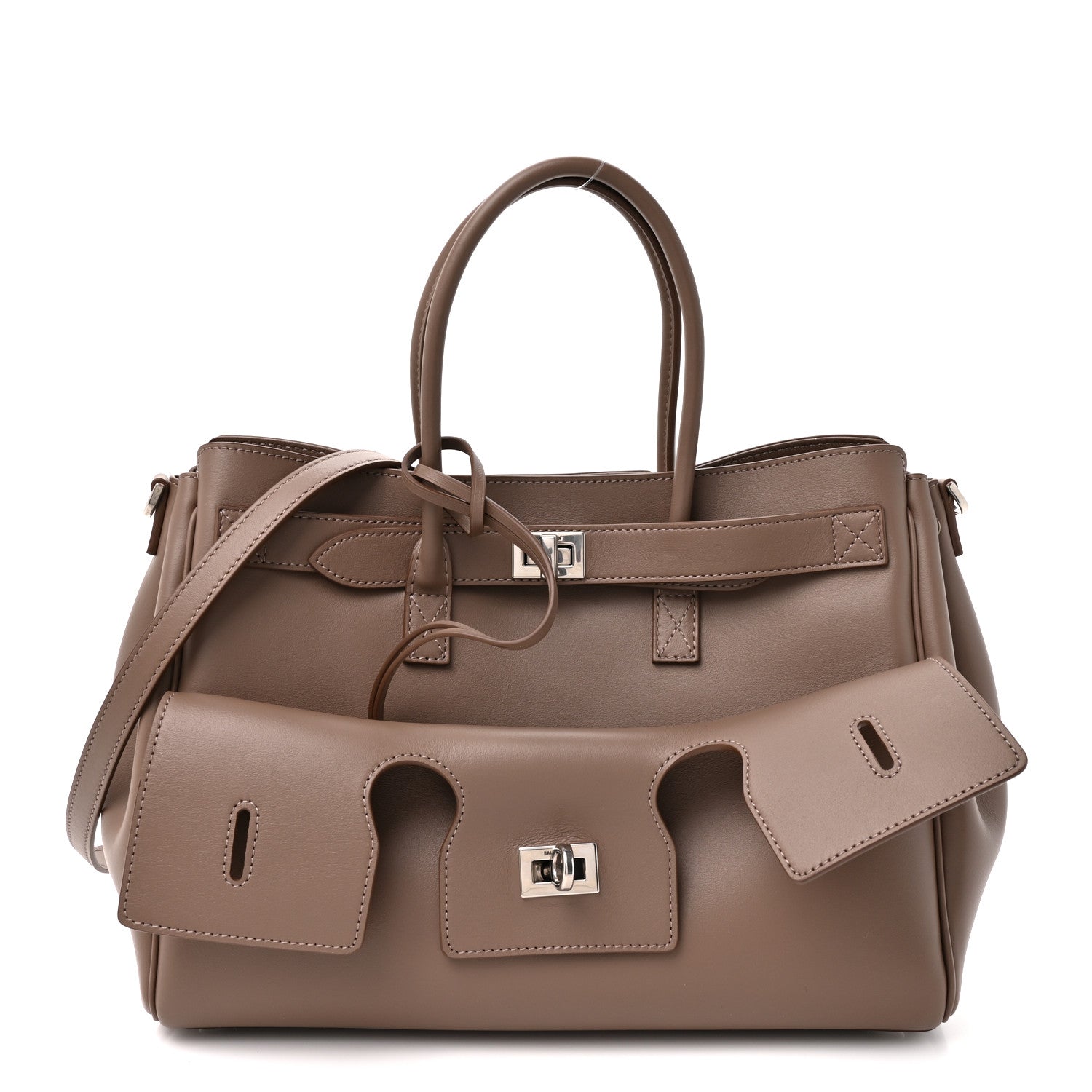 Balenciaga Smooth Calfskin Small Bel Air Carry All Bag Taupe 1 of 8