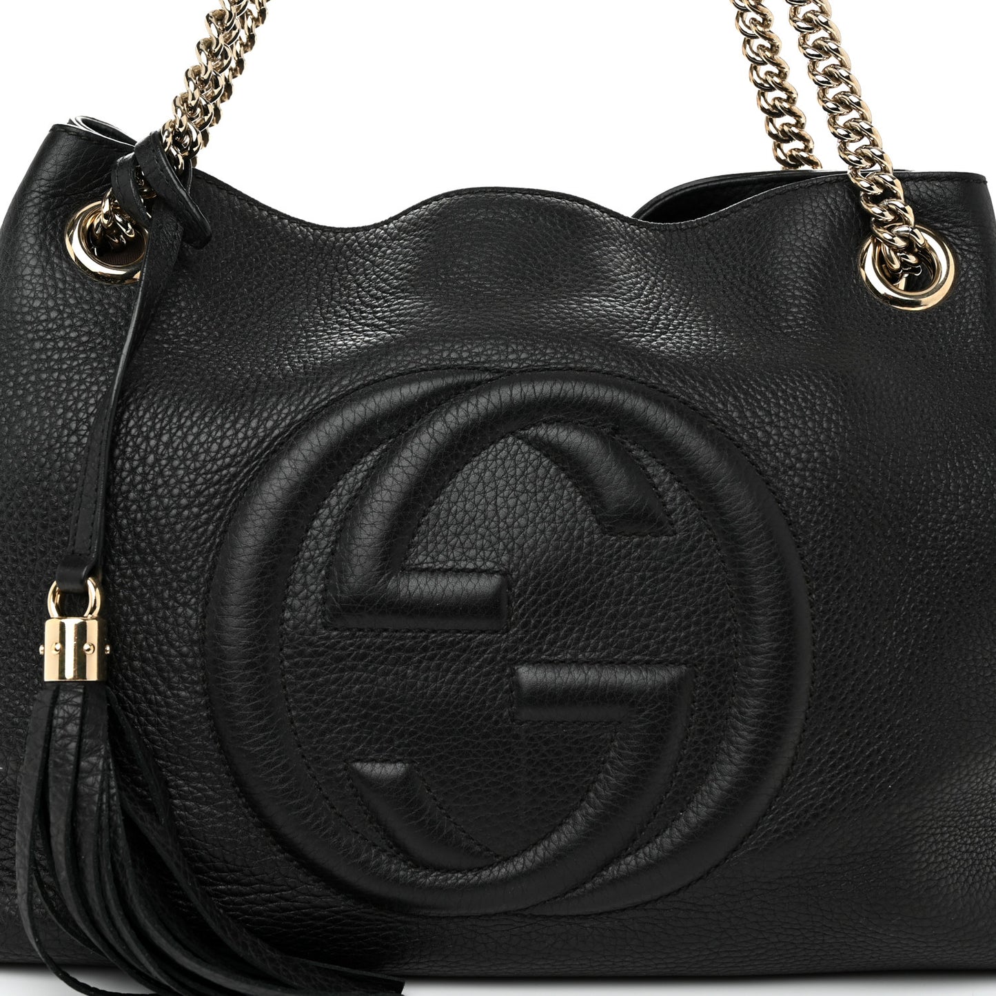 Pebbled Calfskin Medium Soho Chain Shoulder Bag Black