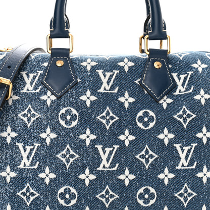 Louis Vuitton Monogram Jacquard Denim Speedy Bandouliere 25 Bleu 7 of 11