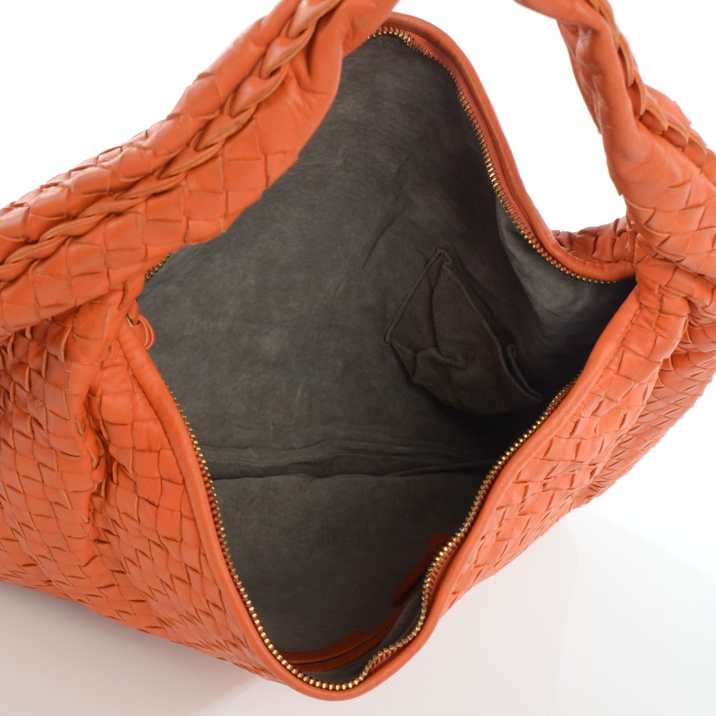 Nappa Intrecciato Large Veneta Hobo Burnt Orange