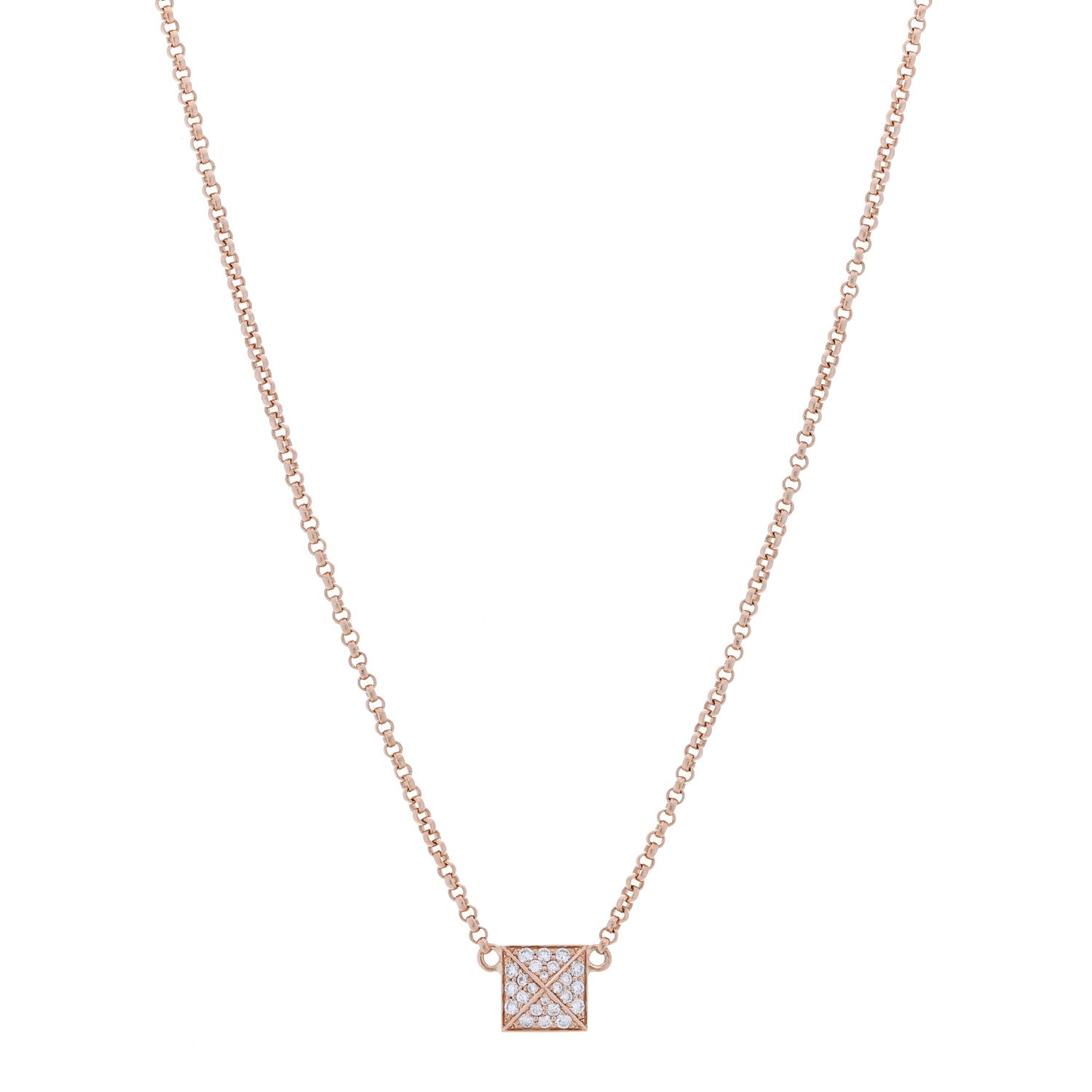 Hermes 18K Rose Gold Diamond Clou d'H Pendant Necklace 1 of 5
