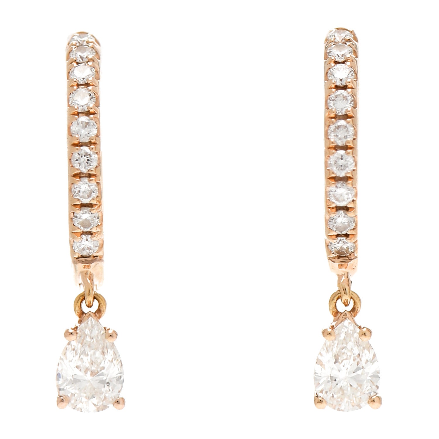 Anita Ko 18K Rose Gold Diamond Pear Drop Huggie Earrings 1 of 5