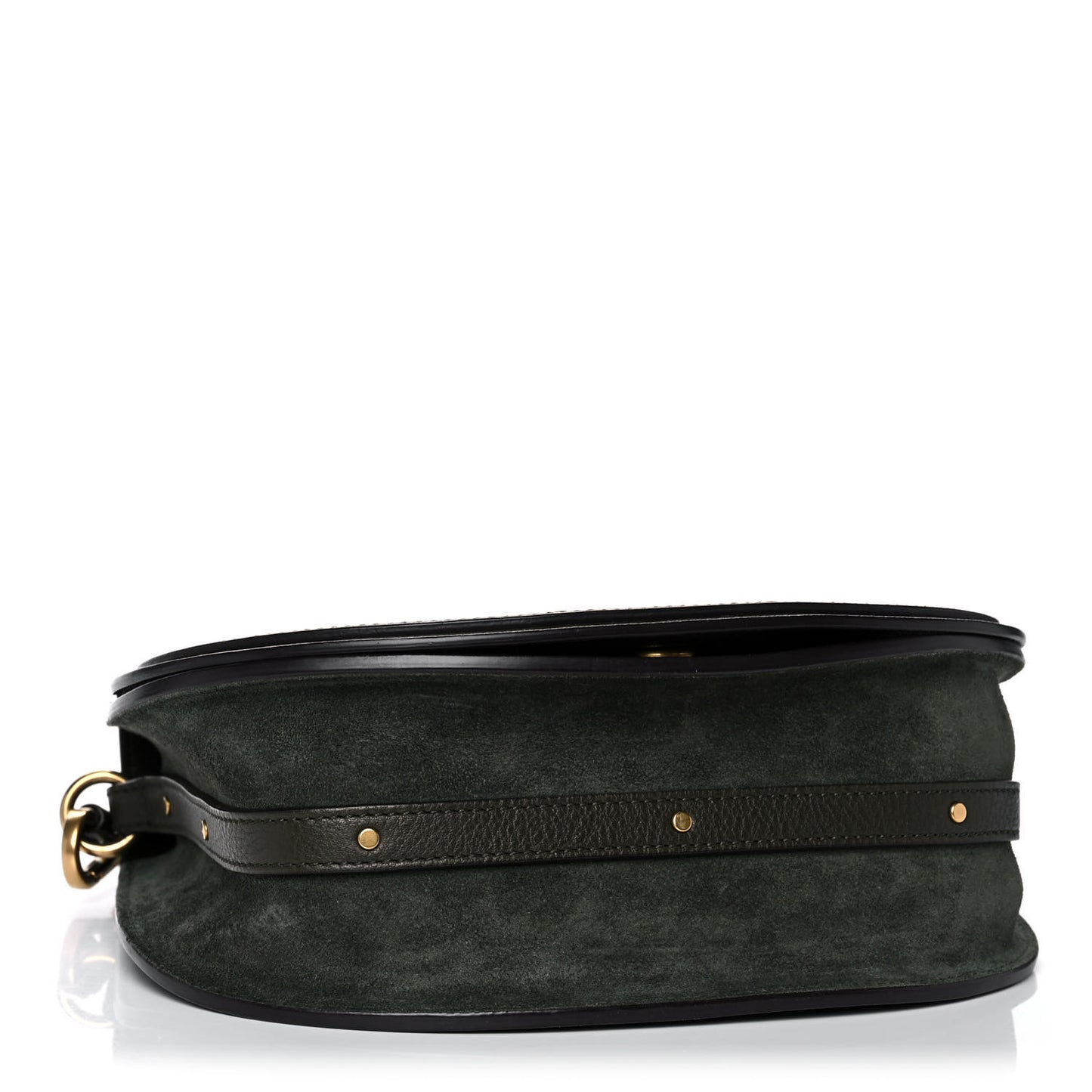 Calfskin Suede Medium Nile Bracelet Bag Black