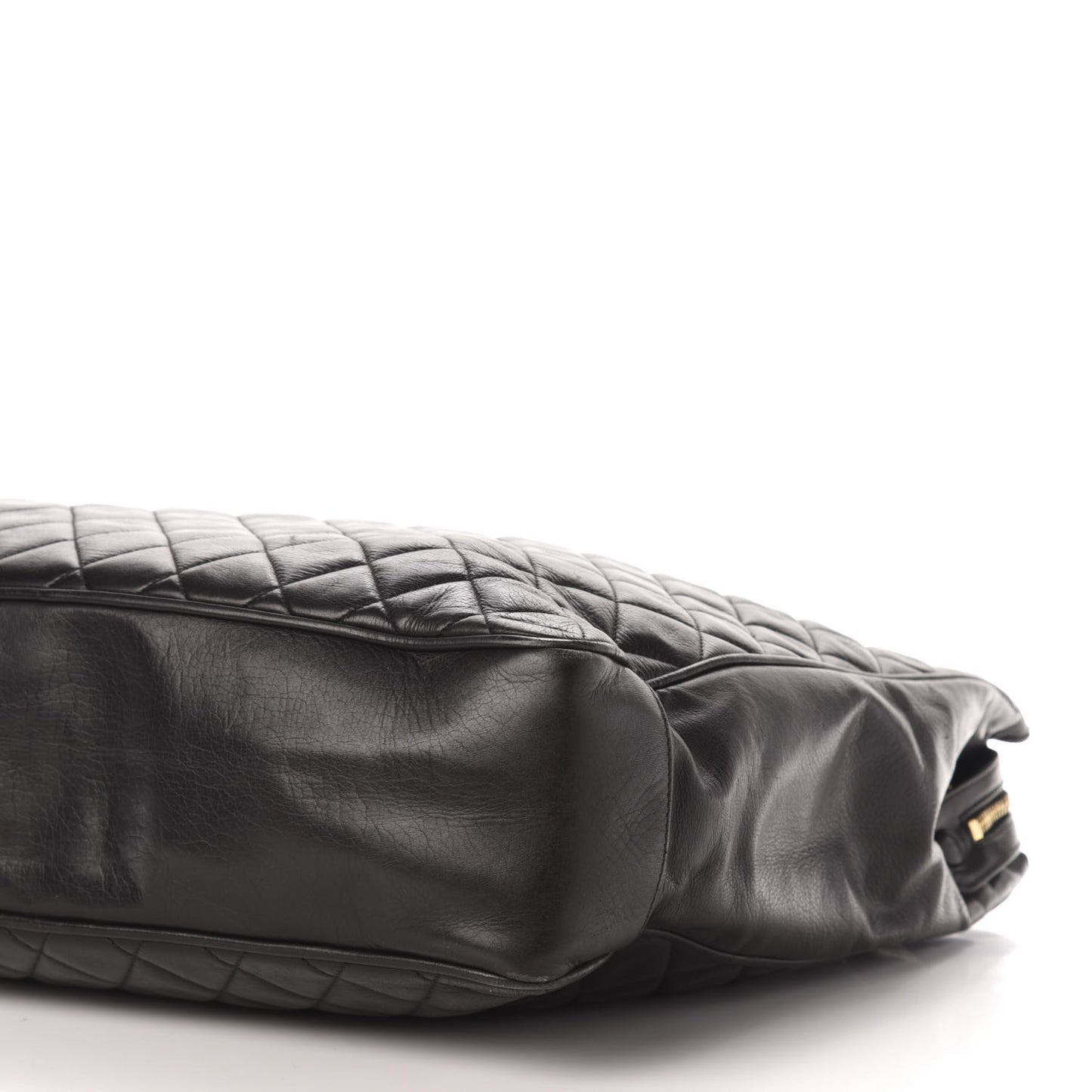 Lambskin Quilted Shopping Tote Black