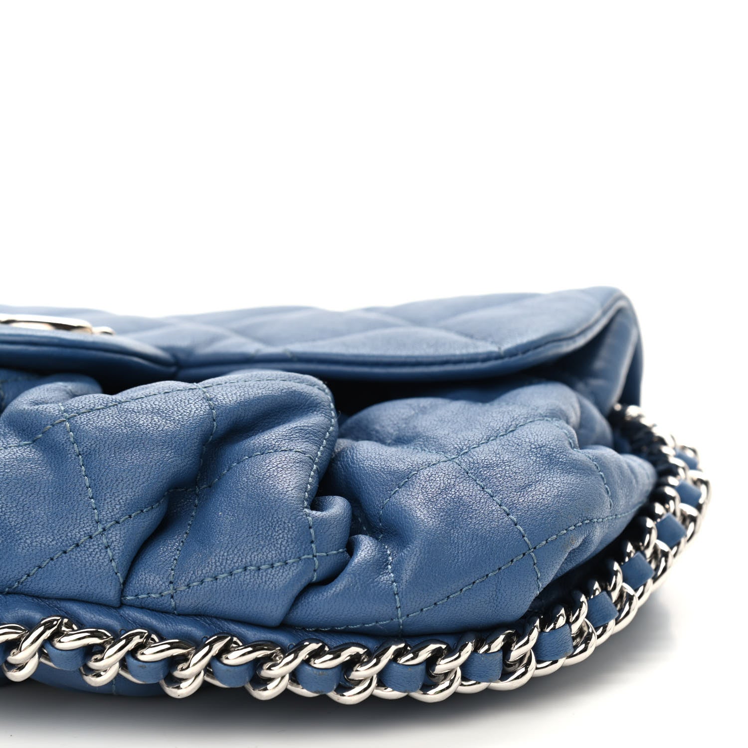 Chanel Washed Lambskin Chain Around Medium Messenger Blue 7 of 10