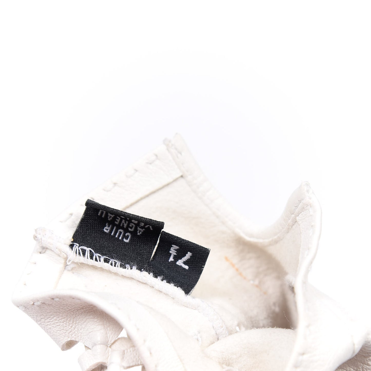 Lambskin Perforated Fingerless Gloves 7.5 White