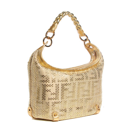 Fendi Zucca Woven Forever Hobo Gold 3 of 9