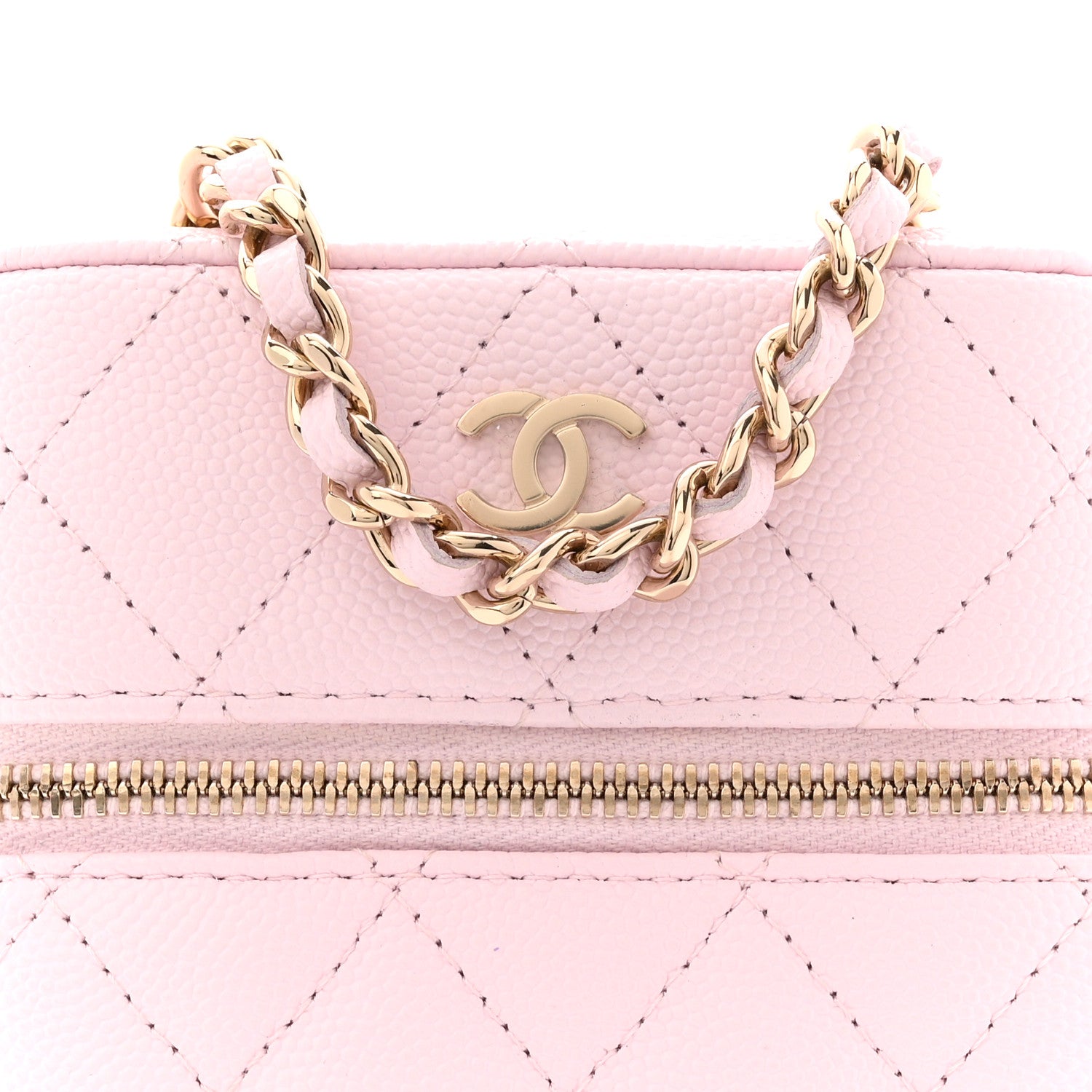 Chanel Caviar Quilted Phone Holder With Chain Light Pink 8 of 11