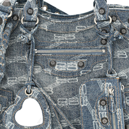 Balenciaga Denim BB Monogram Neo Cagole City Handbag Blue 8 of 11