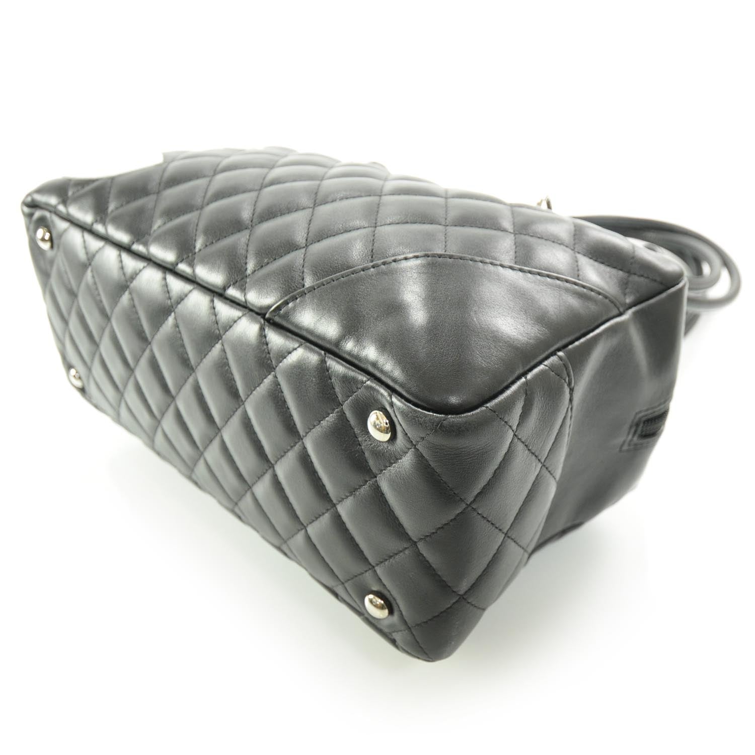 Chanel Calfskin Quilted Large Cambon Bowler White Black 5 of 10