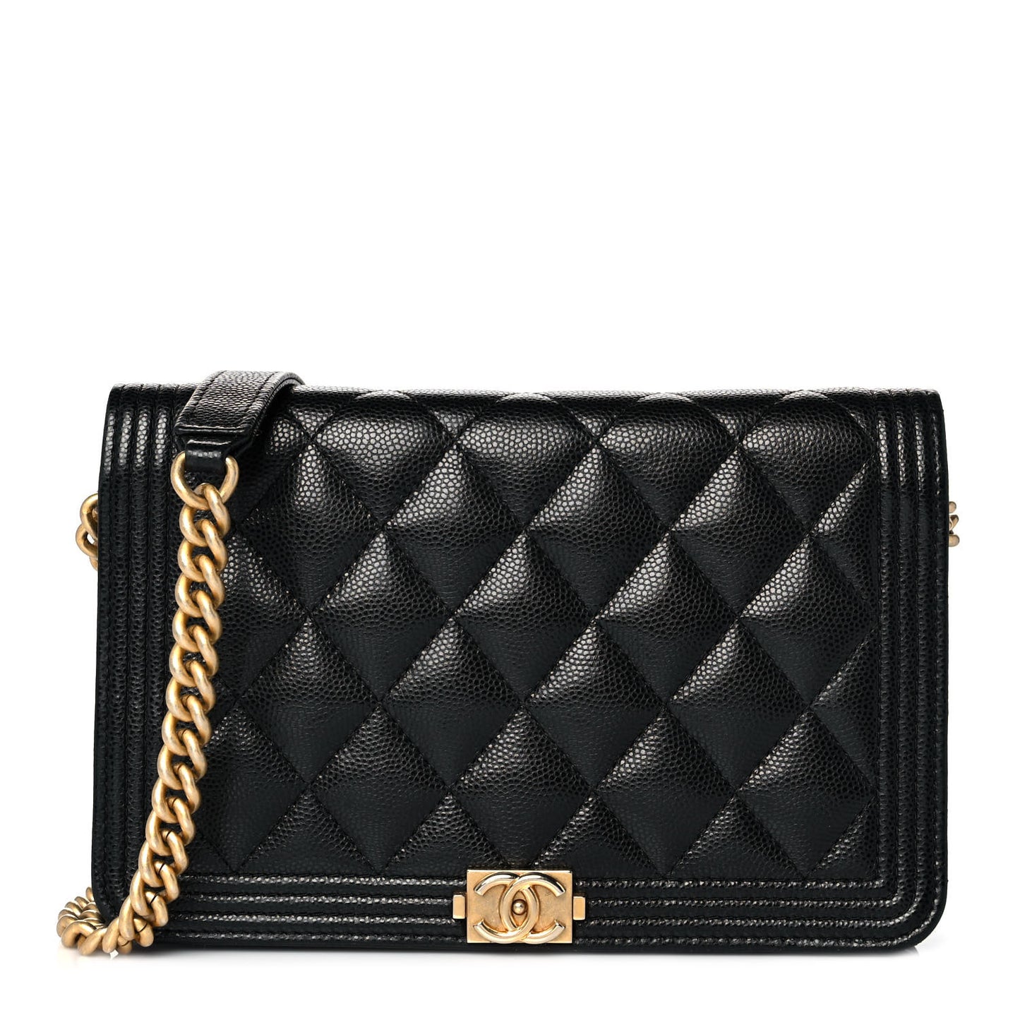 Caviar Quilted Boy Wallet On Chain WOC Black