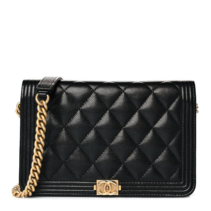Chanel Caviar Quilted Boy Wallet On Chain WOC Black 1 of 10