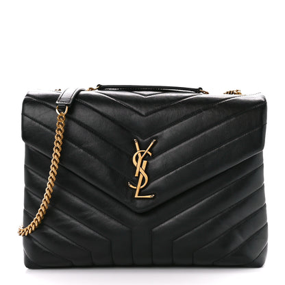 Saint Laurent Calfskin Y Quilted Monogram Medium Loulou Chain Satchel Black 1 of 11