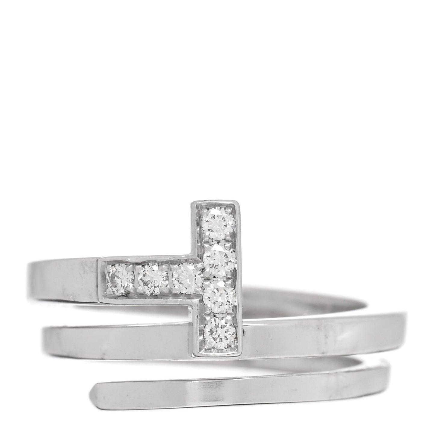 18K White Gold Diamond T Square Wrap Ring 49/5