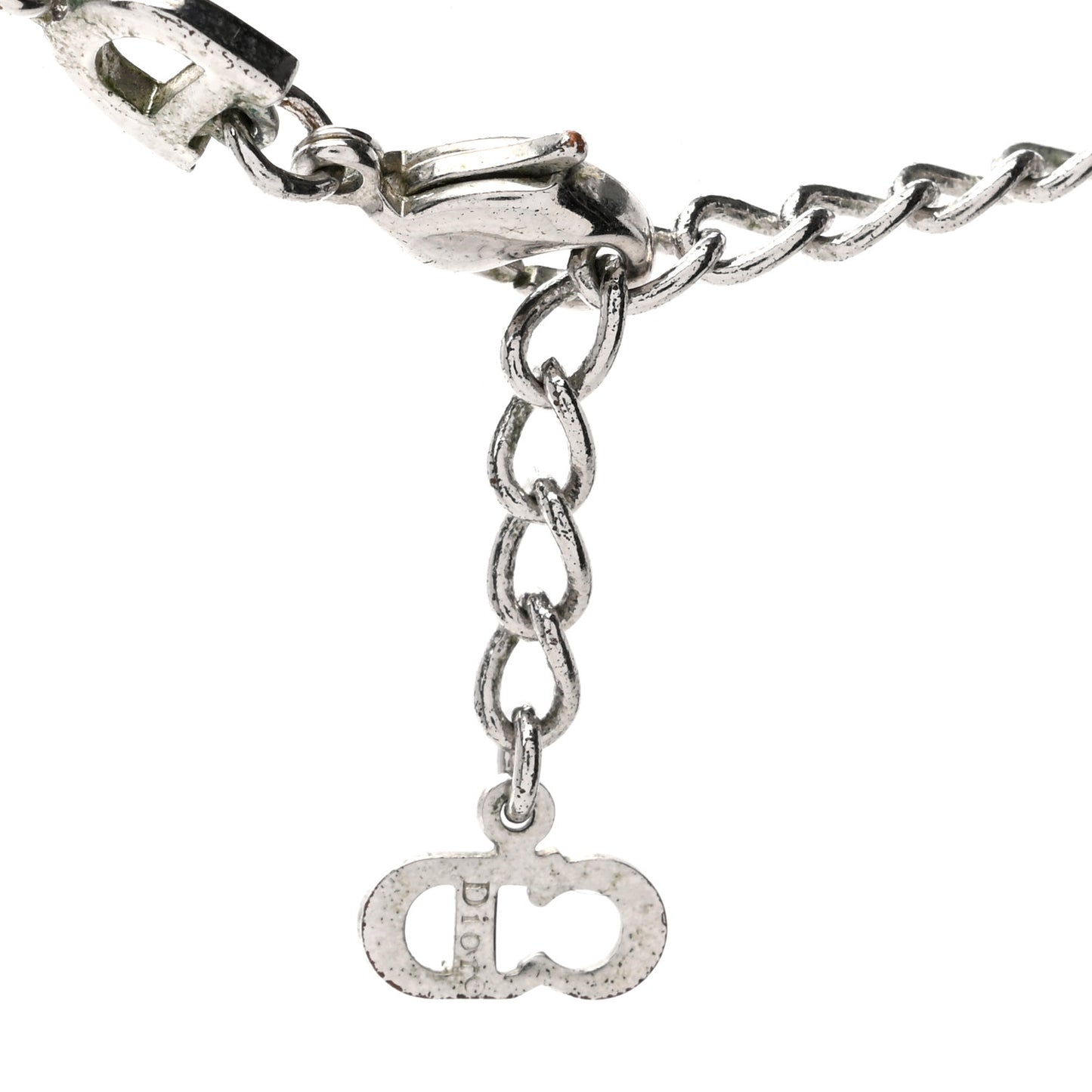 Enamel Logo Tag Short Necklace Silver