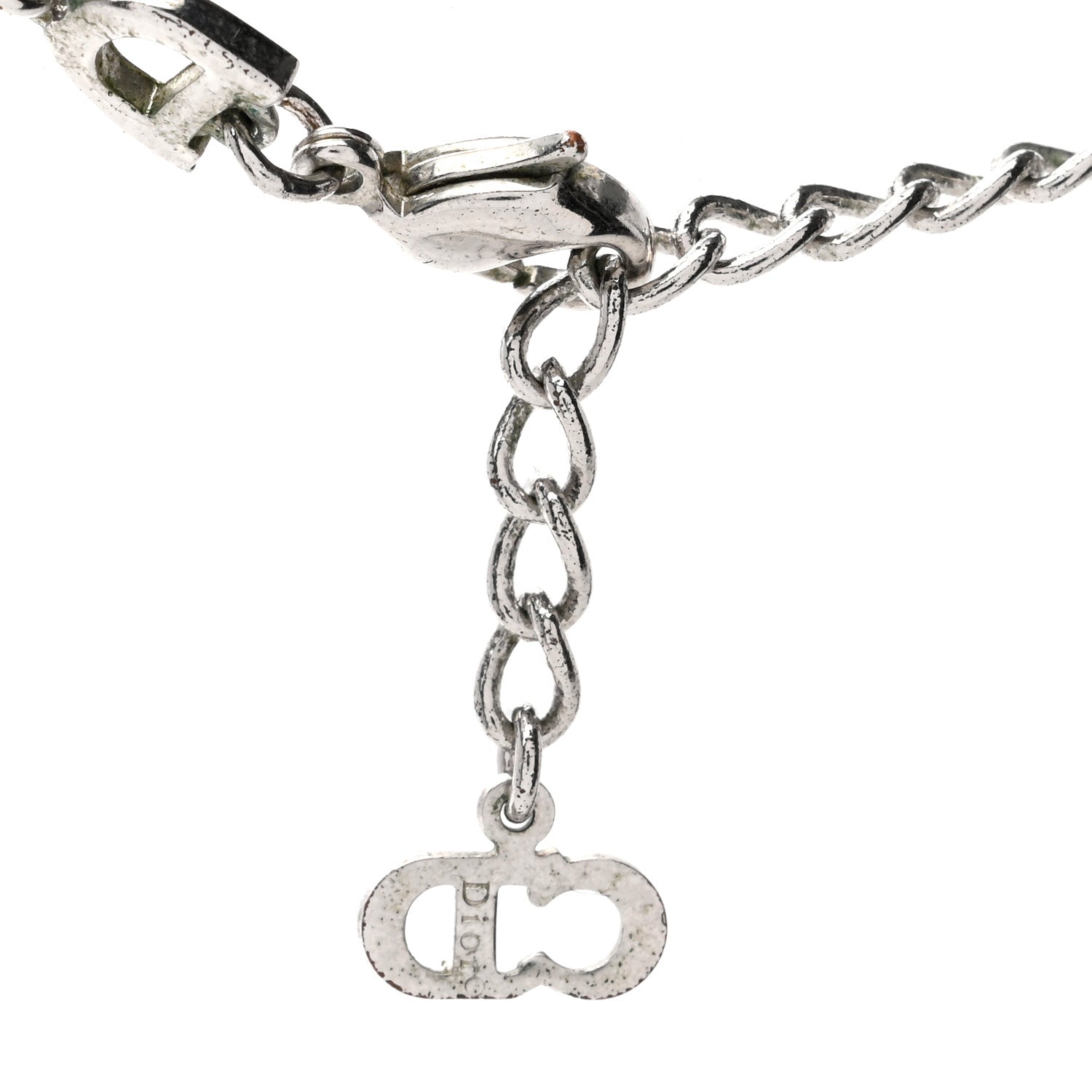 Christian Dior Enamel Logo Tag Short Necklace Silver 4 of 4