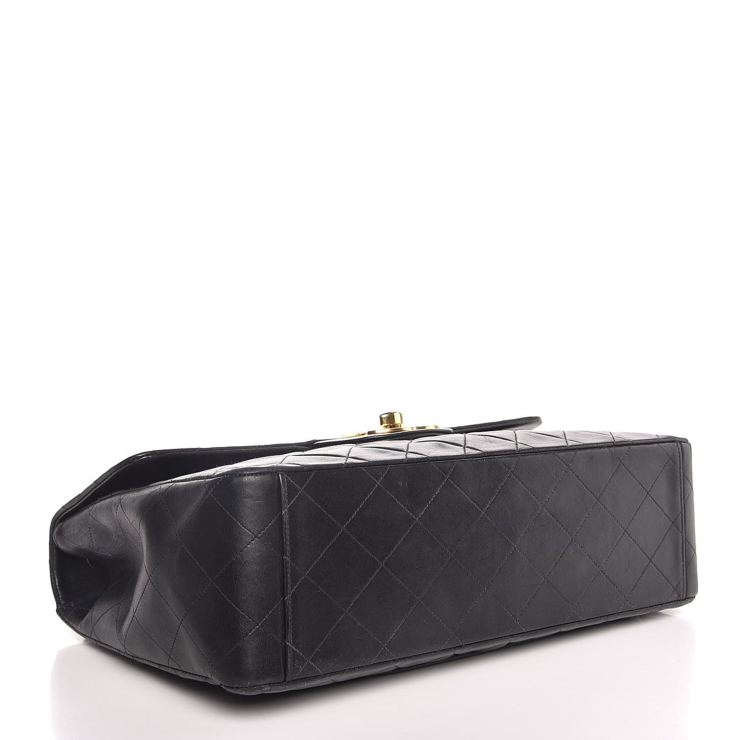 Lambskin Quilted XL Jumbo Single Flap Black