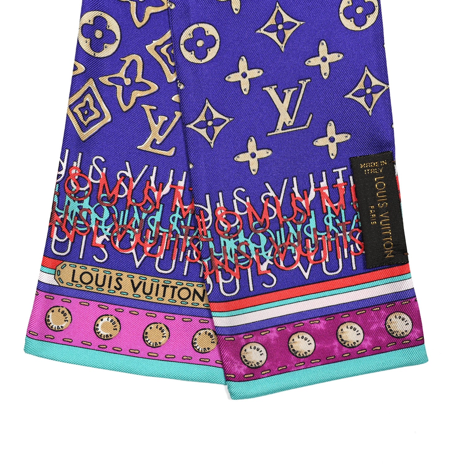 Louis Vuitton Silk Monogram Map Bandeau Blue Lagon 3 of 5