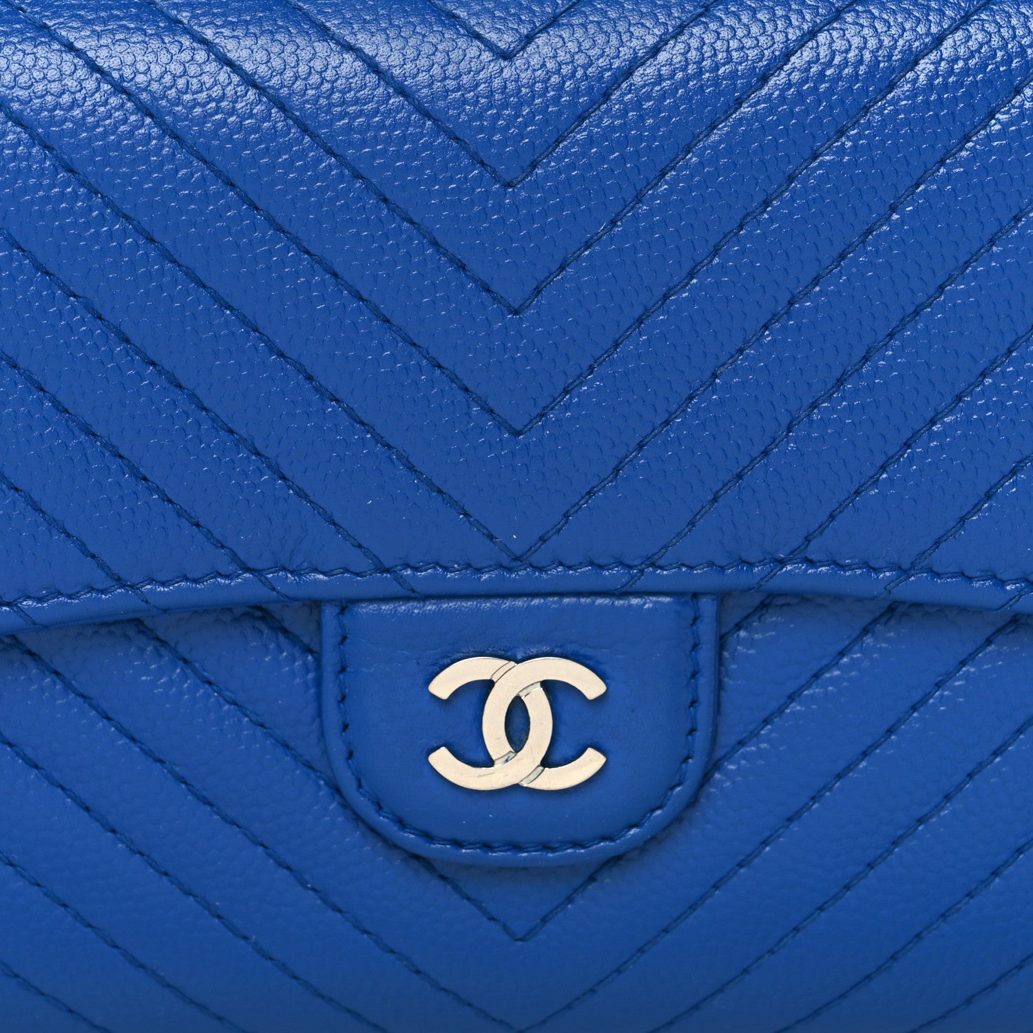 Chanel Caviar Chevron Quilted Large Flap Wallet Blue 9 of 9