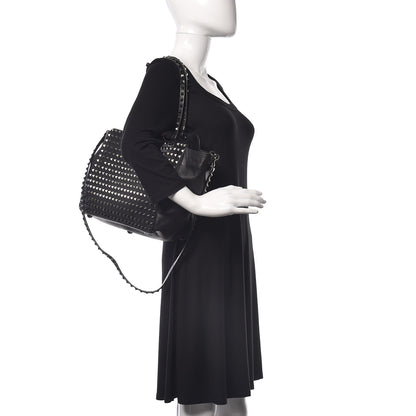 Valentino Garavani Vitello Medium Rockstud All Over Tote Black 2 of 11
