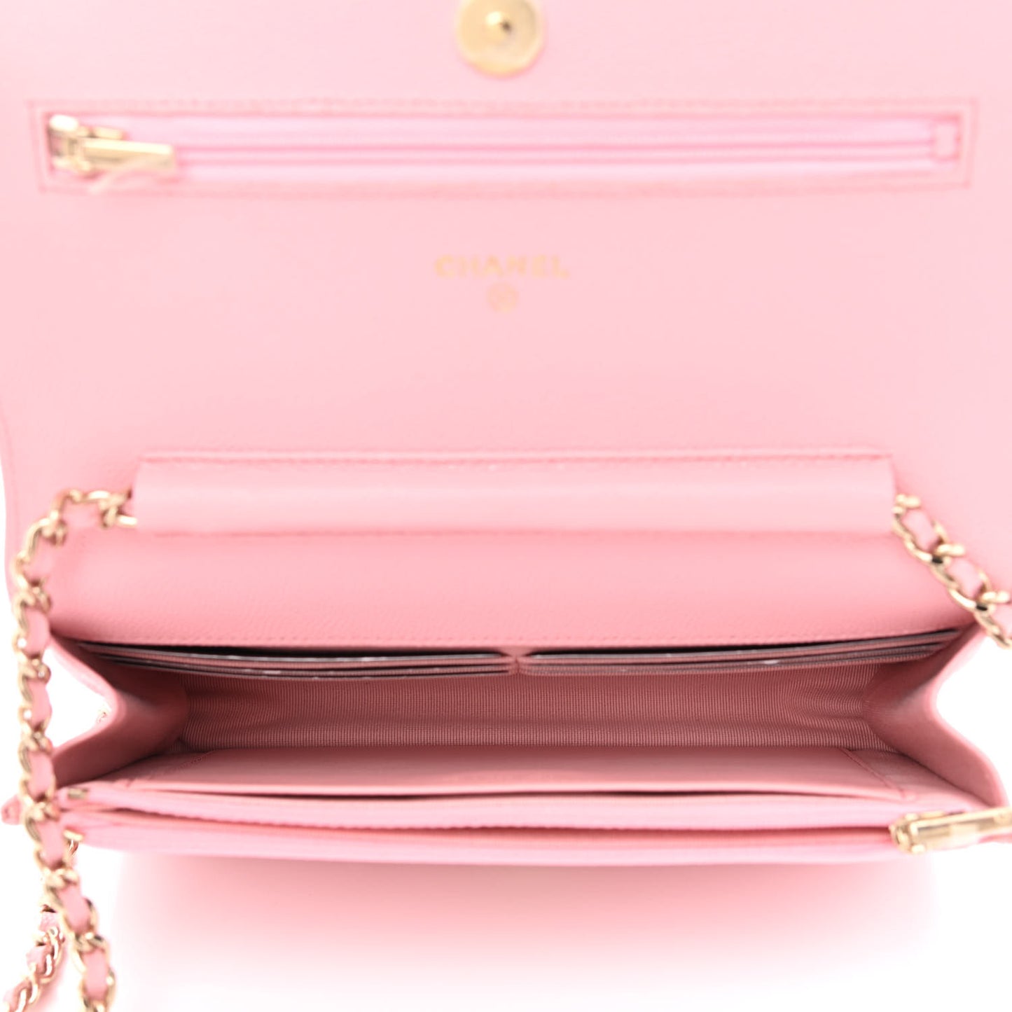 Caviar Quilted Wallet on Chain WOC Light Pink