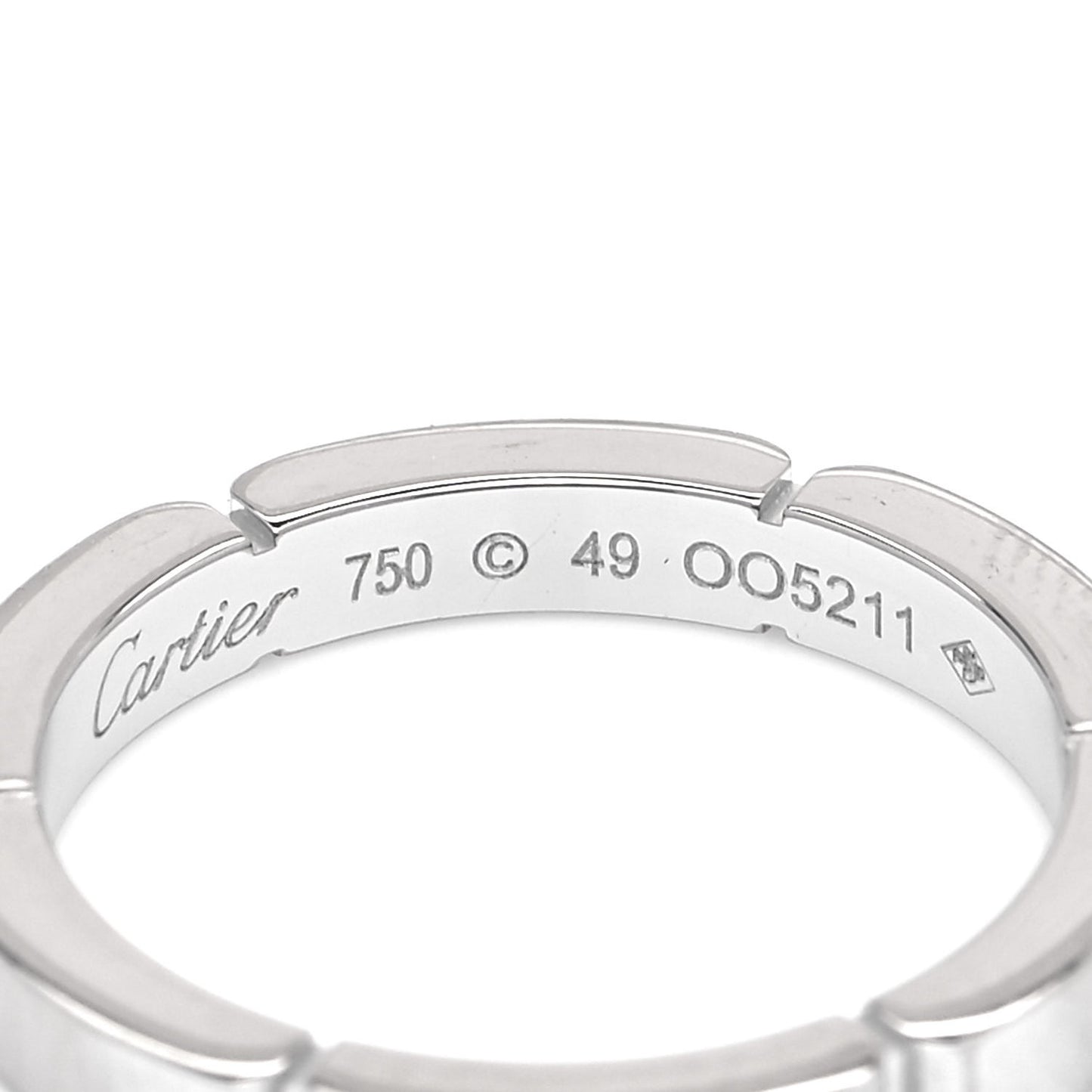 18K White Gold Diamond Maillon Panthere Wedding Band Ring 49 5