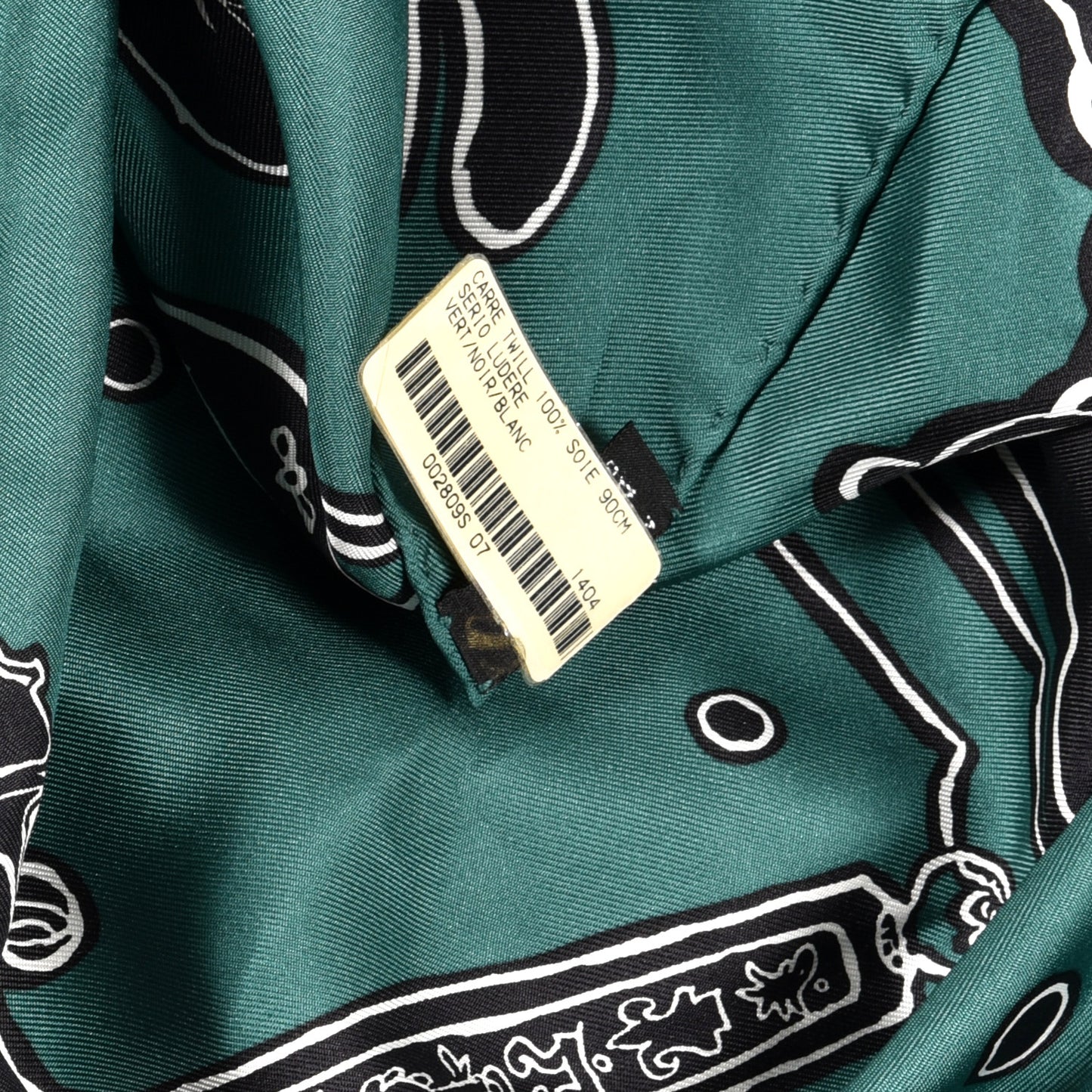 Silk Serio Ludere Scarf 90 Vert Black White