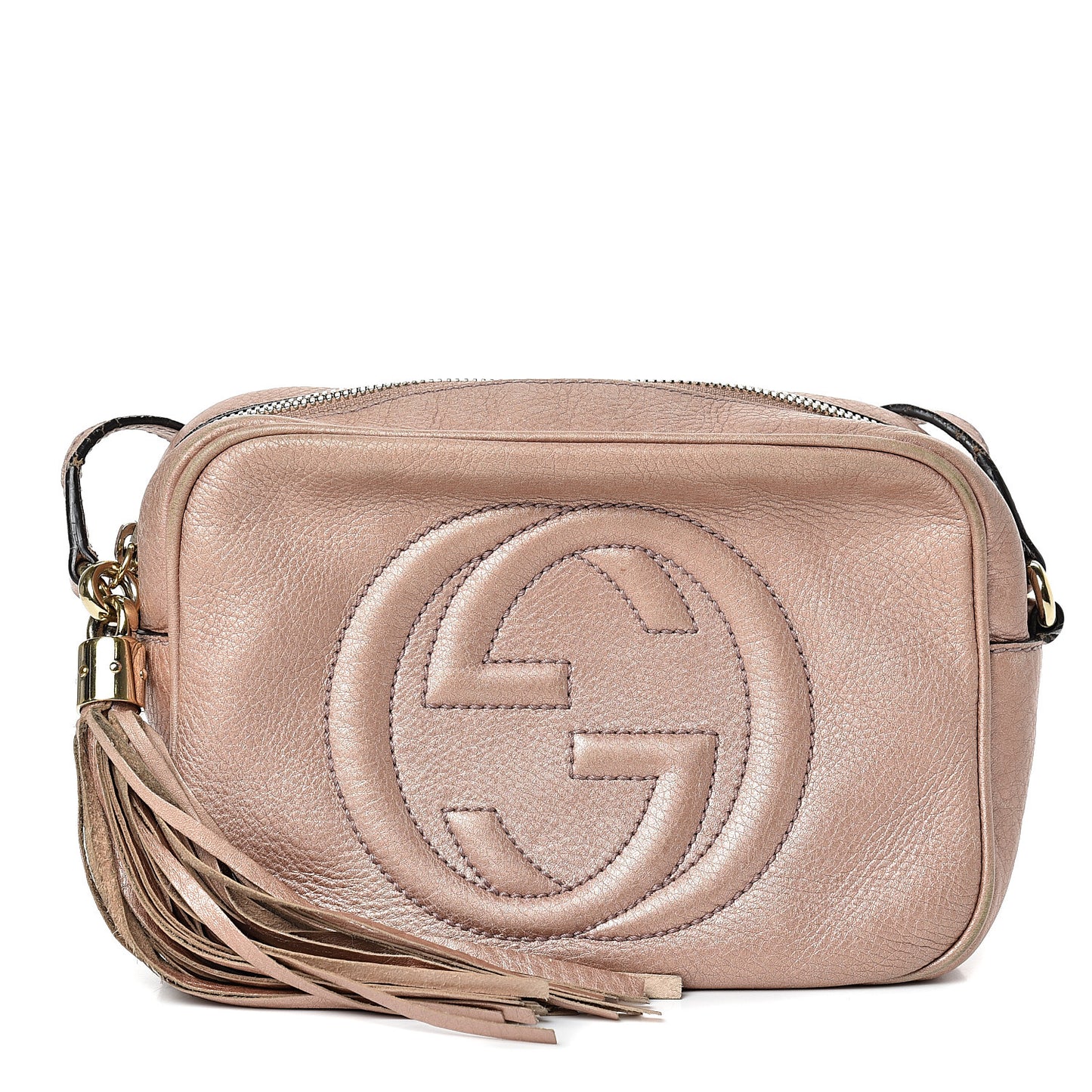 Metallic Pebbled Calfskin Small Soho Disco Bag Pink