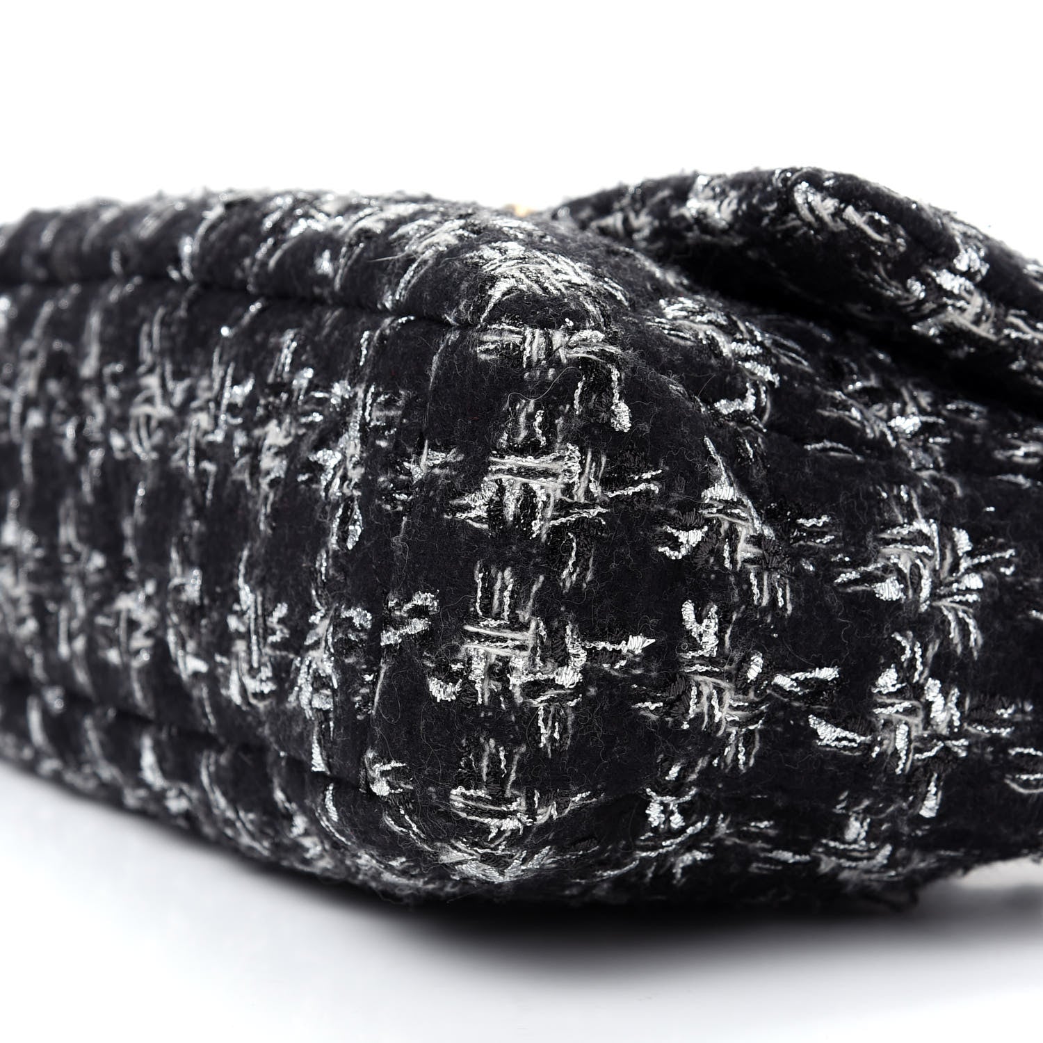 Chanel Tweed Quilted Large Chanel 19 Flap Black Silver Ecru 7 of 9