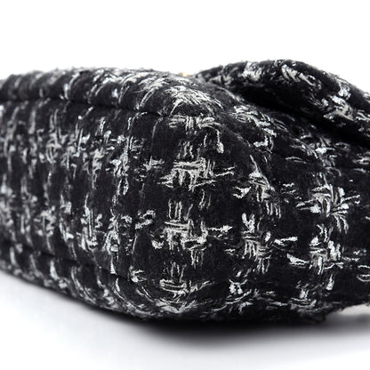 Chanel Tweed Quilted Large Chanel 19 Flap Black Silver Ecru 7 of 9