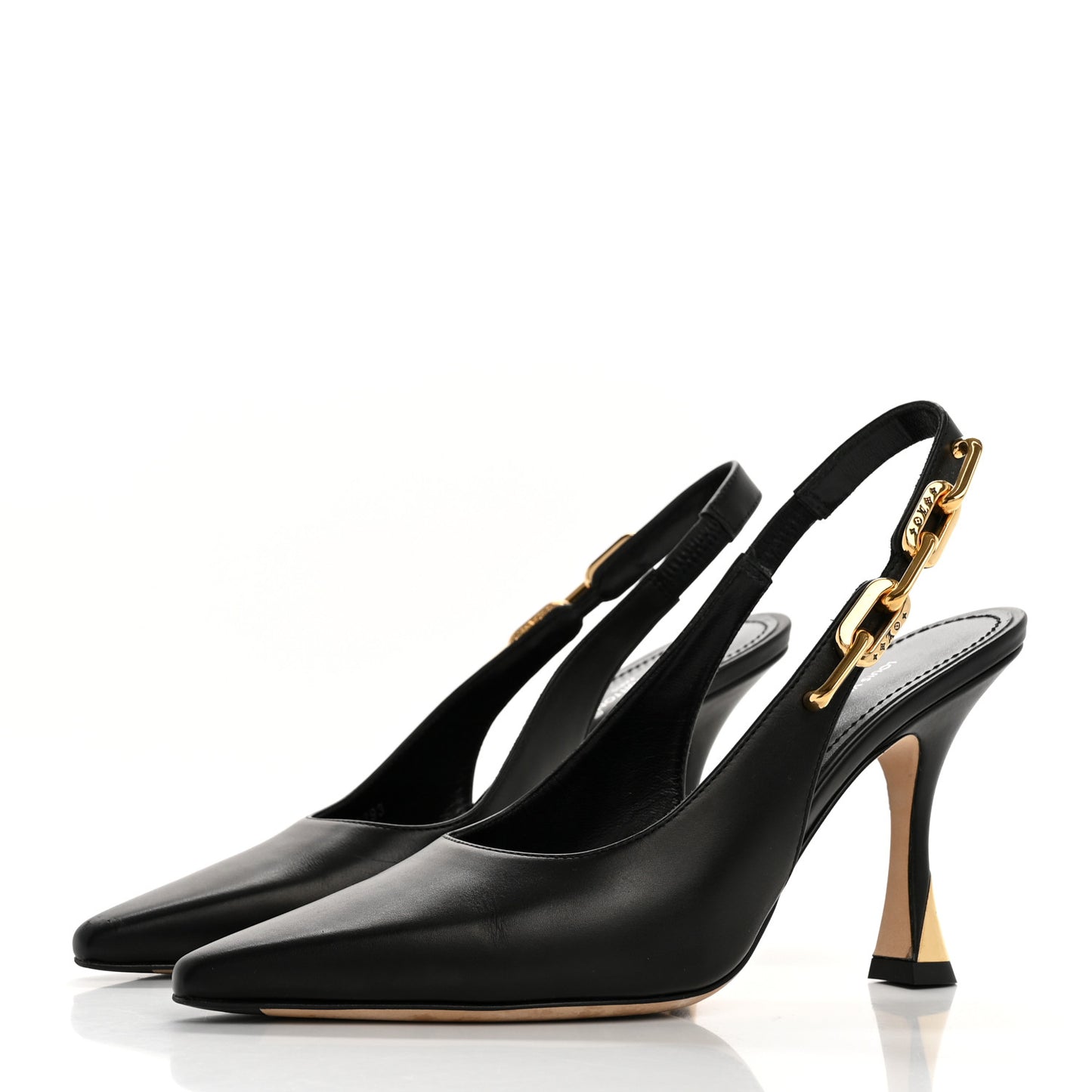 Calfskin Sparkle Slingback Pumps 36.5 Black