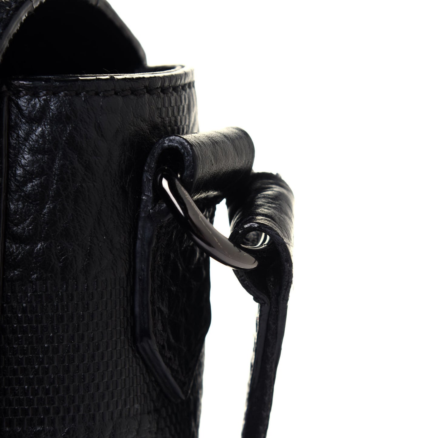 Heritage Grain Check Embossed Messenger Bag Black