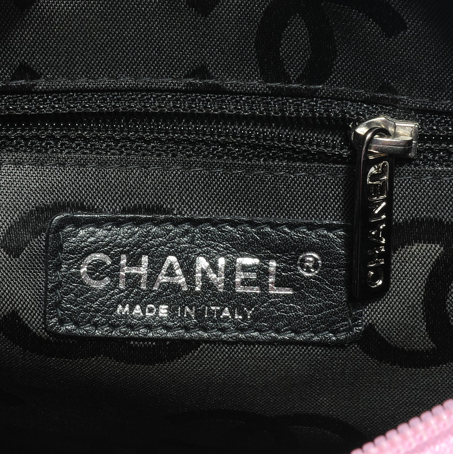 Calfskin Quilted Cambon Pochette Pink Black