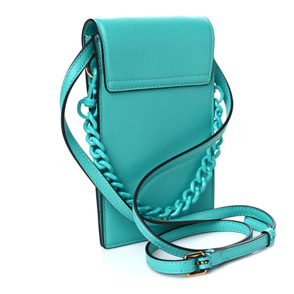 Versace Calfskin La Medusa Chain Crossbody Phone Pouch Turquoise 3 of 9