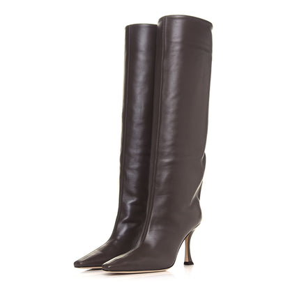 Jimmy Choo Calfskin Nappa Chad 90 Knee High Boots 35.5 Brown 3 of 7