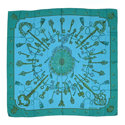 Hermes Silk Dip Dye Les Cles Shawl Giant Scarf 140 Turquoise Fonce Canard 1 of 5