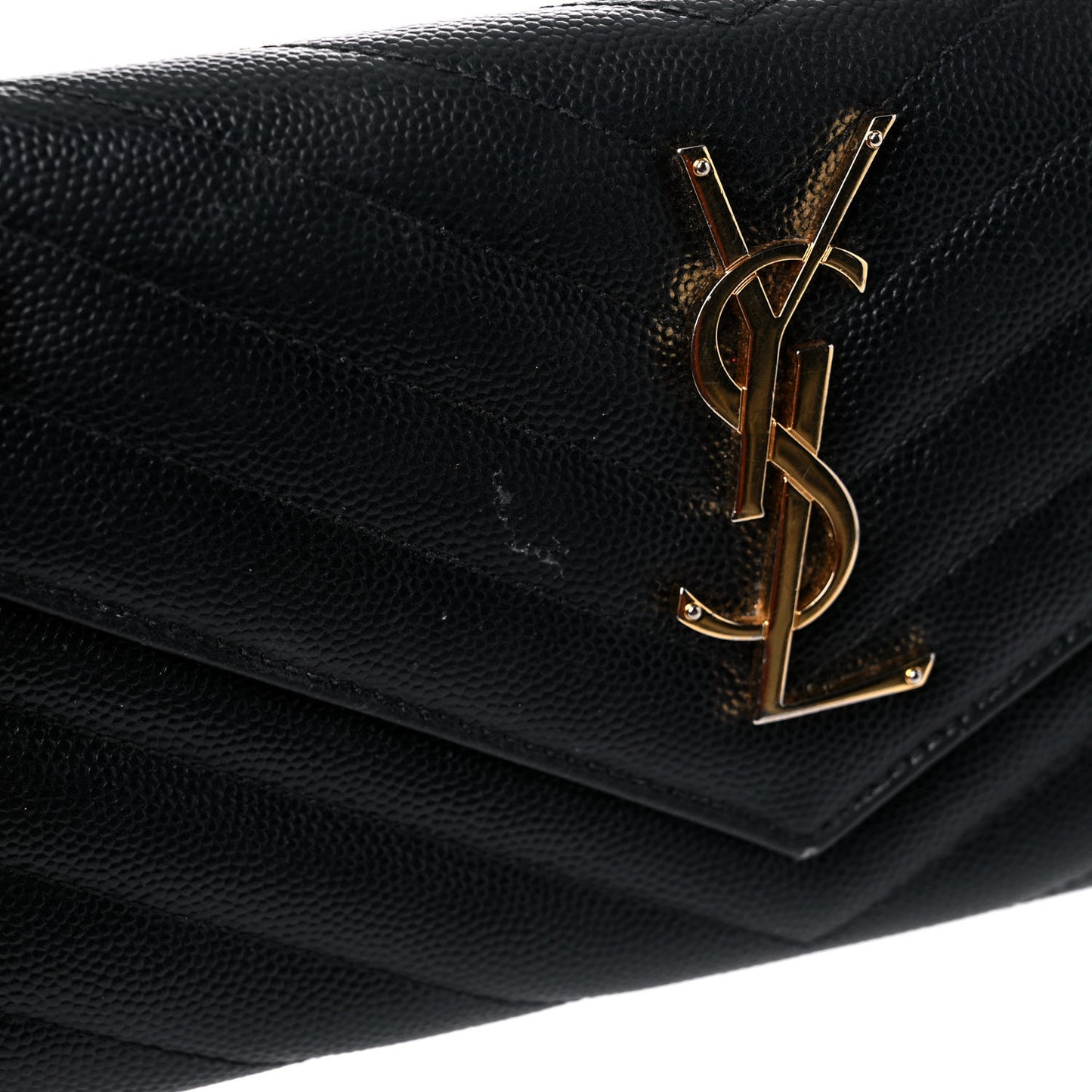 Grain De Poudre Matelasse Chevron Monogram Flap Wallet Black