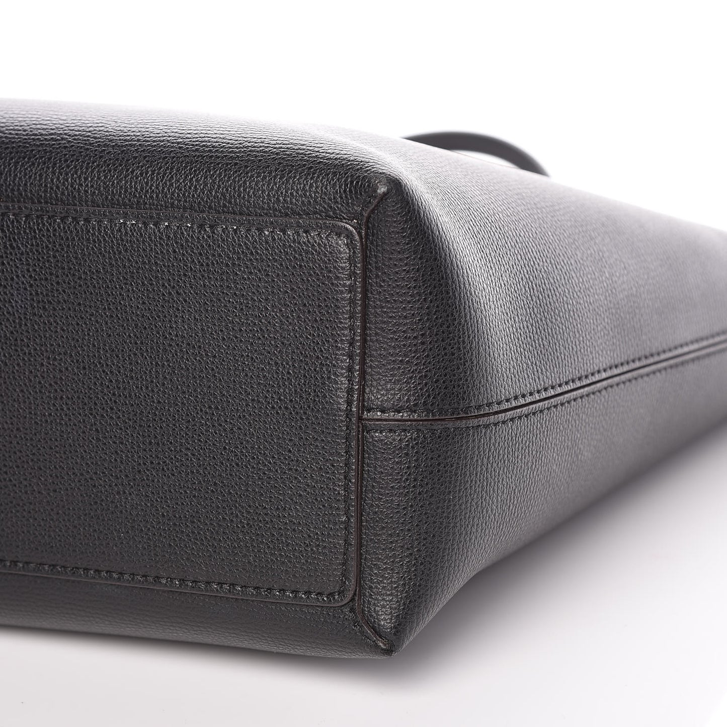 Grainy Calfskin Haymarket Check Medium Reversible Tote Black