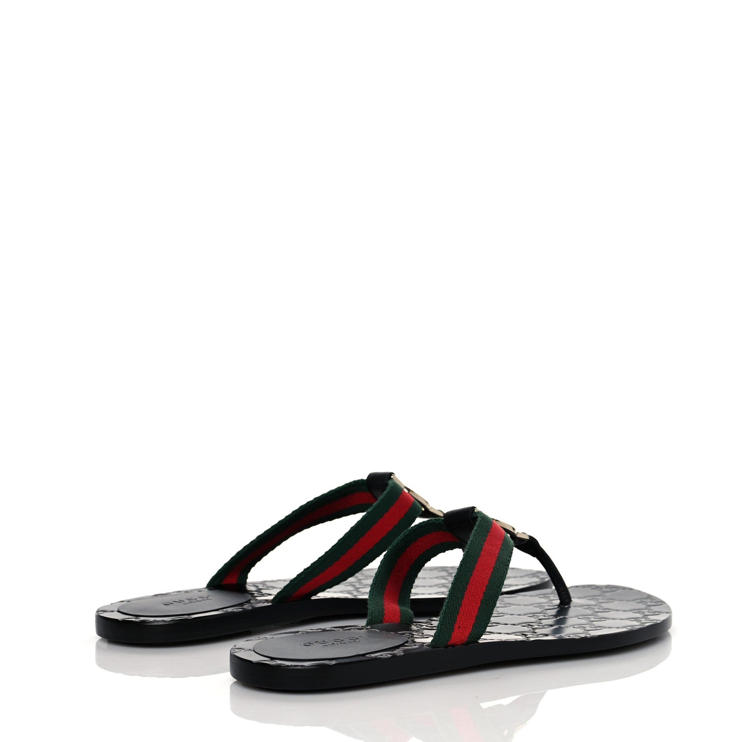 Nylon Guccissima Web Womens Thong Sandals 36.5 Green Red Black