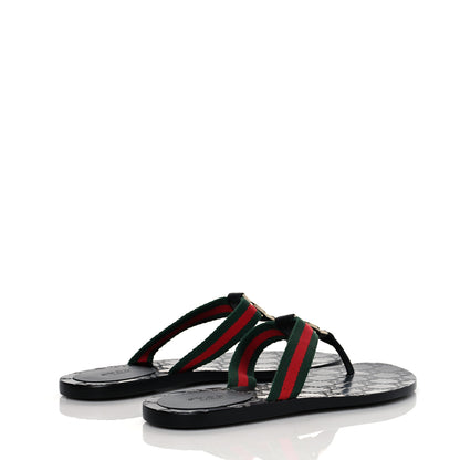 Gucci Nylon Guccissima Web Womens Thong Sandals 36.5 Green Red Black 4 of 8