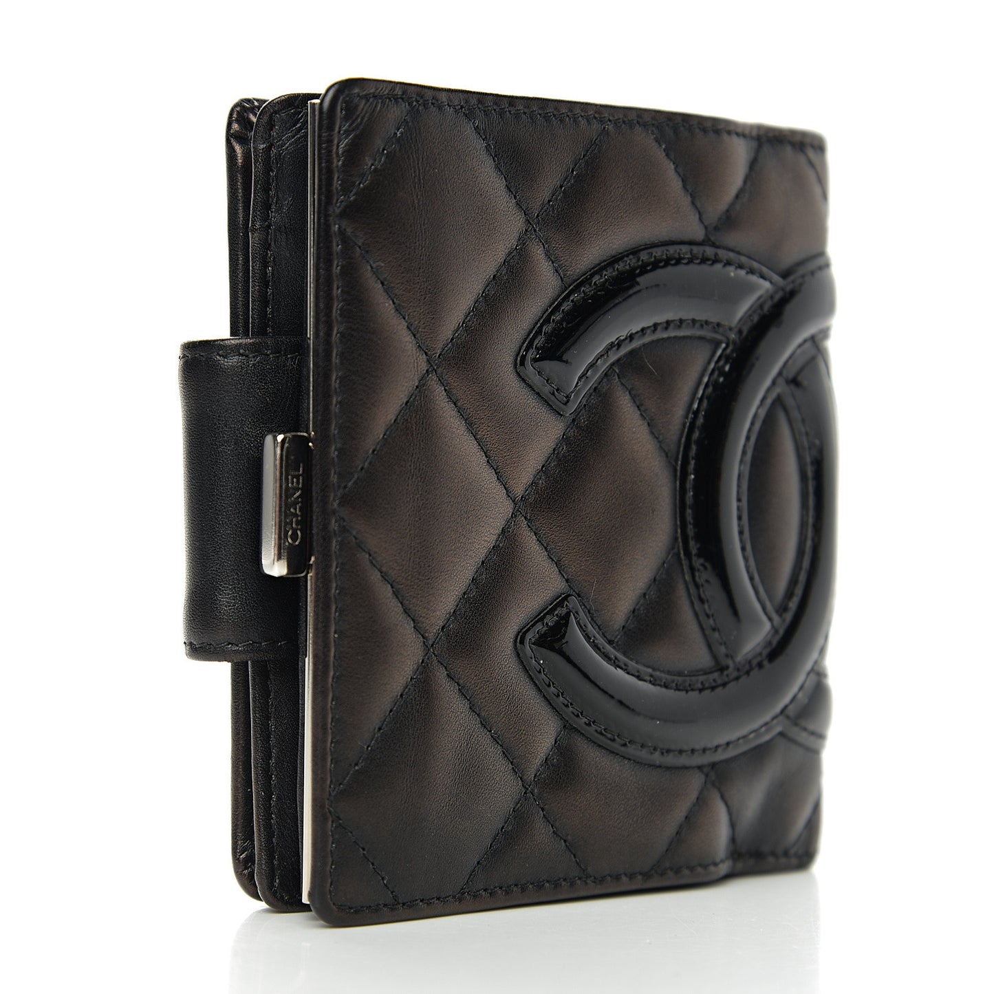 Calfskin Quilted Cambon Bi-Fold Wallet Black