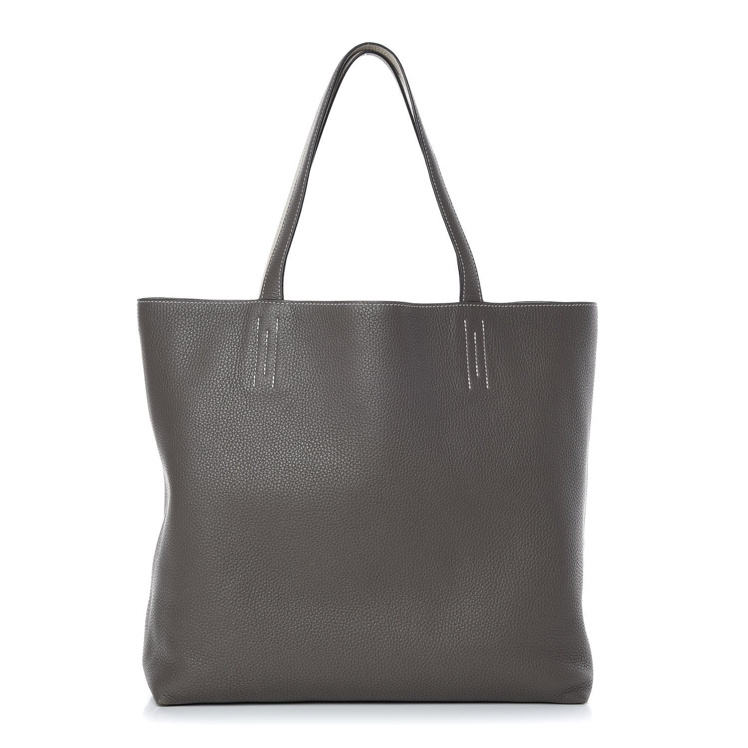 Hermes Taurillon Clemence Double Sens 36 Reversible Tote Etain Beton 1 of 17