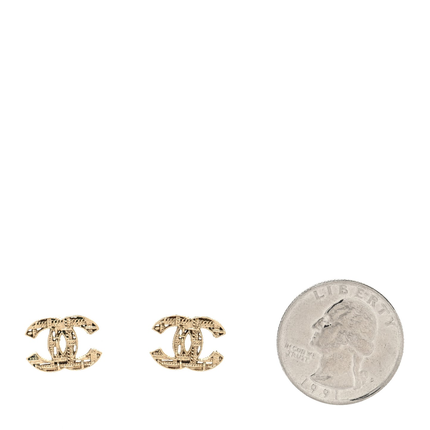 Tweed Effect CC Earrings Gold