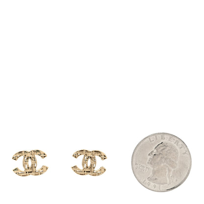 Chanel Tweed Effect CC Earrings Gold 2 of 4