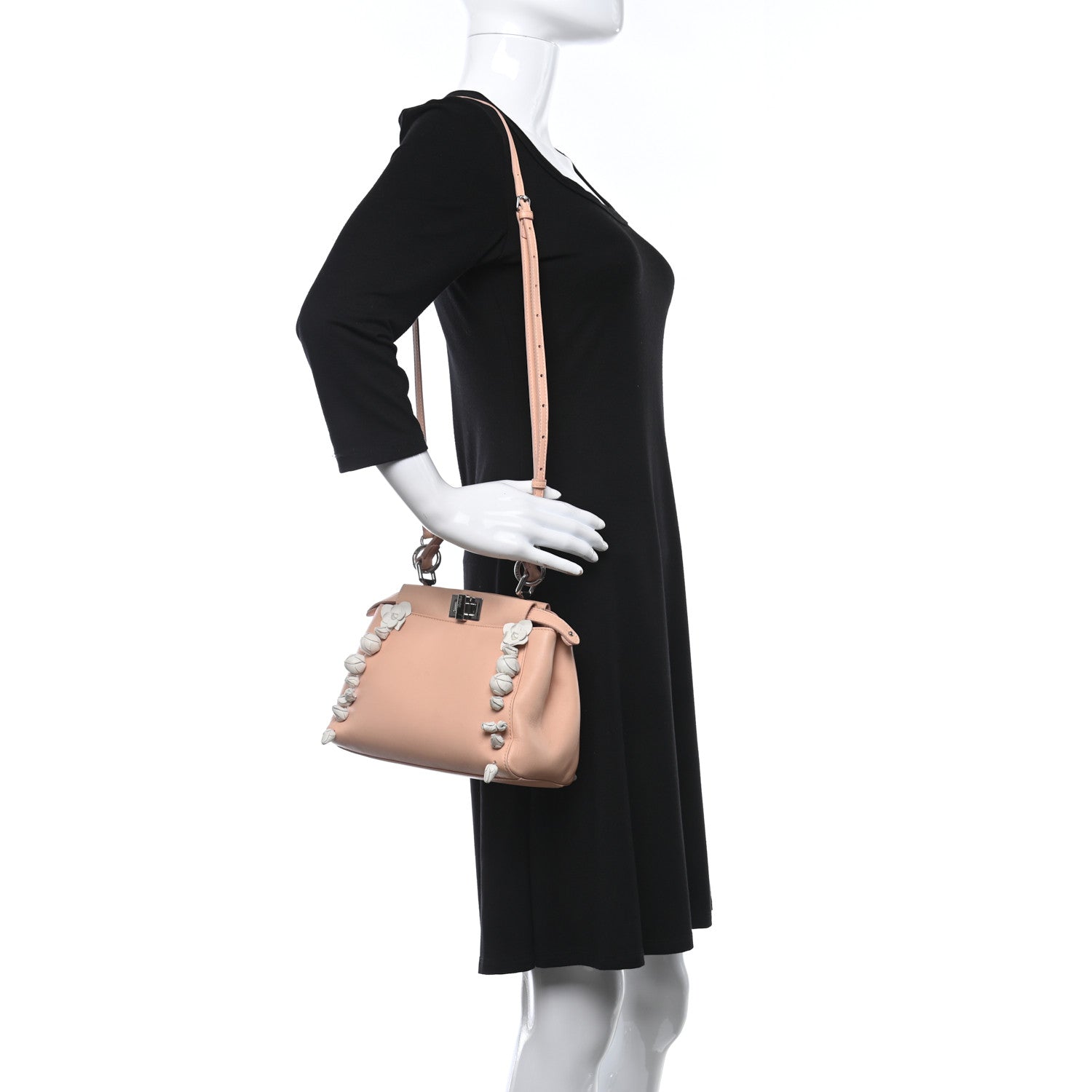 Fendi Nappa Rosebud Mini Peekaboo Iconic Satchel Baby Pink 2 of 26
