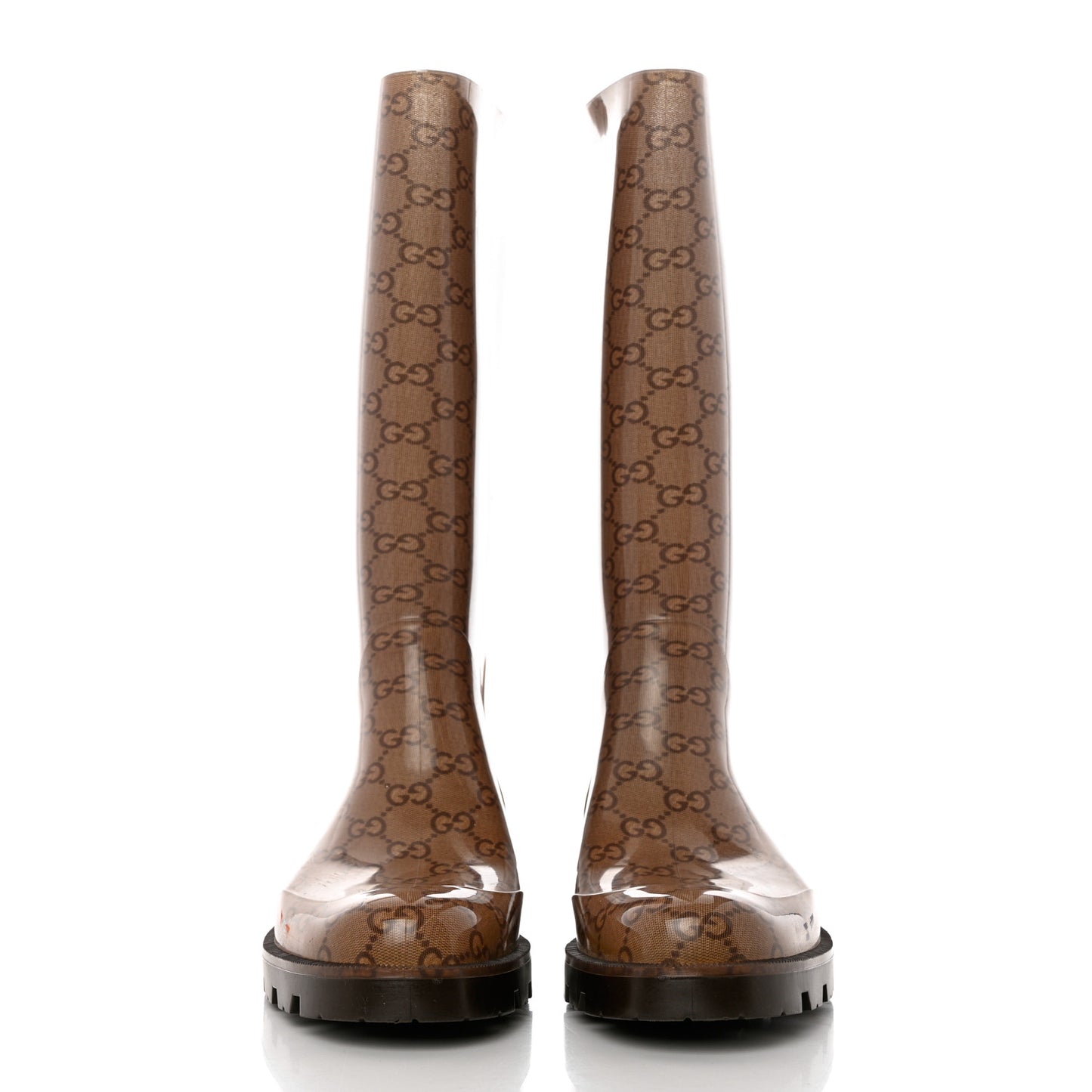 Rubber Monogram Edinburg Rain Boots 39 Transparent Cocoa