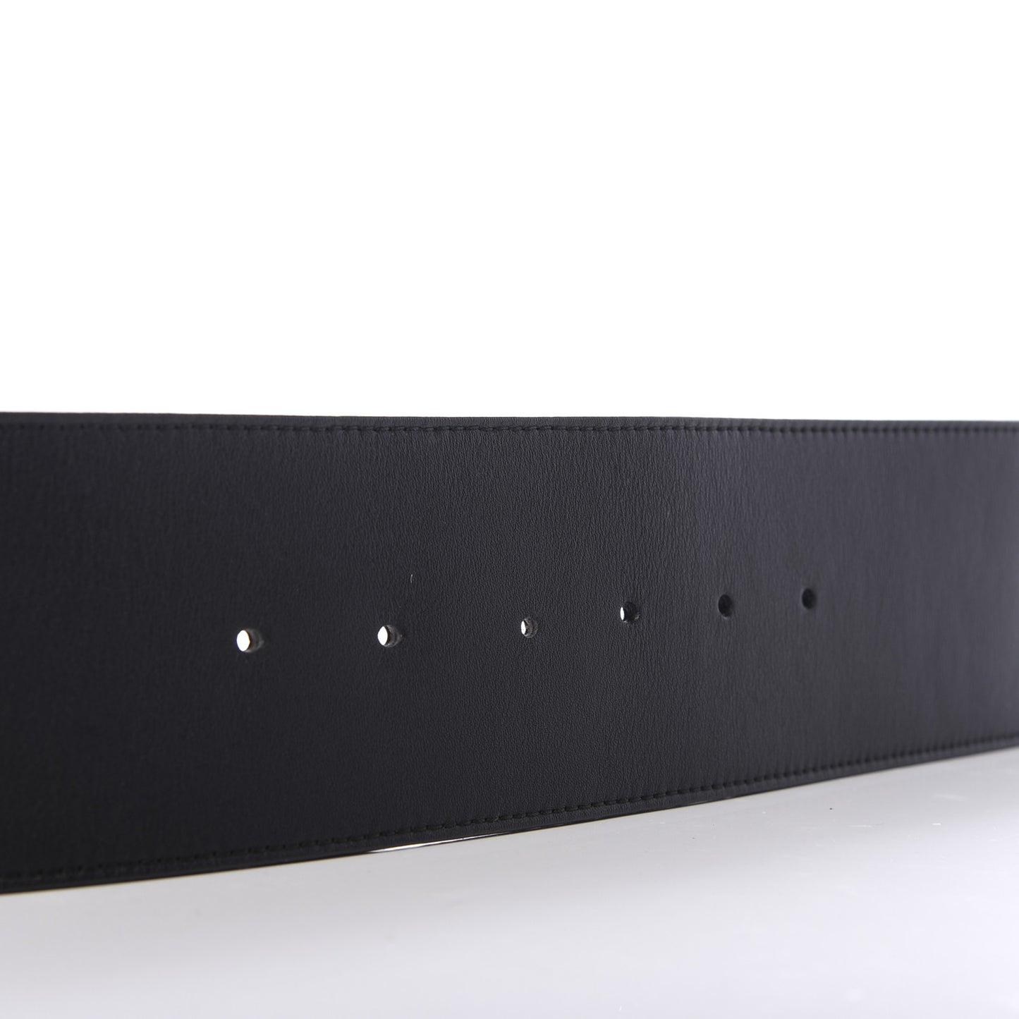 Moon Calfskin Pearl Double G 70mm Belt 90 36 Black Cream