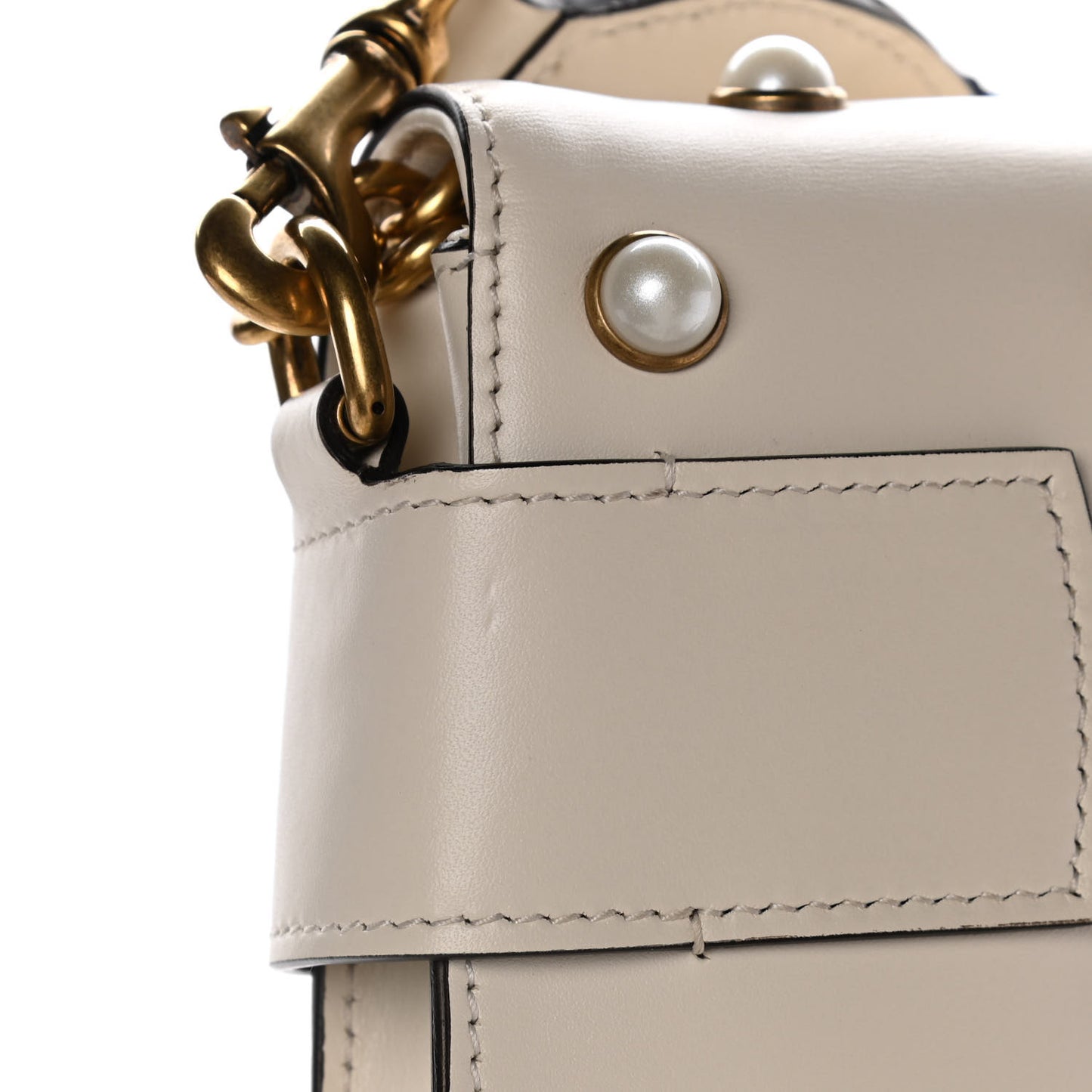 Nappa Pearl Studded Mini Queen Margaret Broadway Shoulder Bag Mystic White